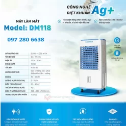 Máy làm mát Daikiosan DM118 công nghệ kháng khuẩn Ion bạc