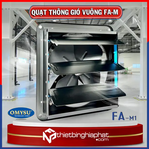 Quạt thông gió vuông Omysu FA-20M1 có chớp 8 Quạt thông gió vuông đen OMYSU FA-M có chớp
