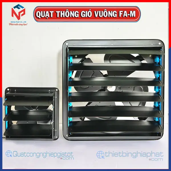 Quạt thông gió vuông Omysu FA-20M1 có chớp 9 Quạt thông gió vuông đen OMYSU FA-M có chớp