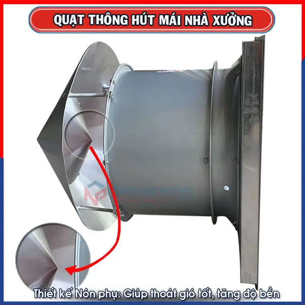 Quạt hút mái nhà xưởng OMYSU DFG-50HM 12 Quạt hút mái công nghiệp thiết kế nón thông minh