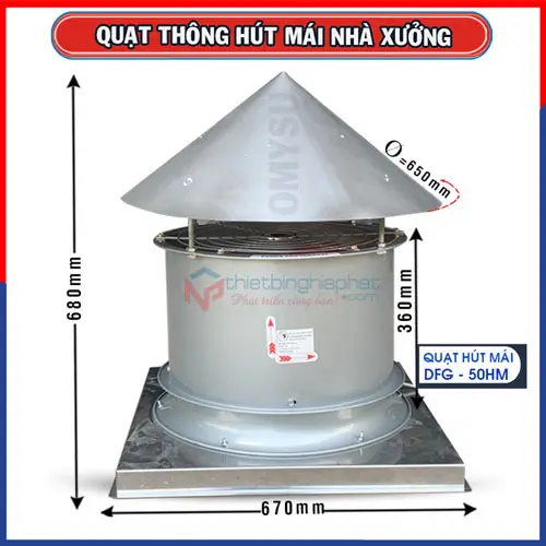 Quạt hút mái nhà xưởng OMYSU DFG-50HM 13 Quạt hút mái nhà xưởng OMYSU DFG-50HM D500mm