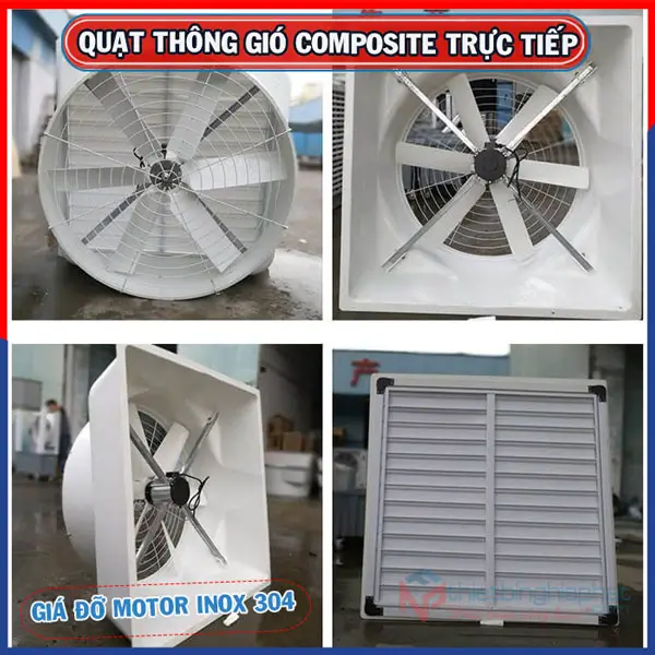 Quạt thông gió Composite trực tiếp 1260x1260 9 Khung giá đỡ motor quạt composite bằng INOX 304