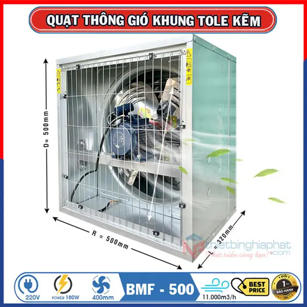 Quạt thông gió vuông OMYSU BMF-500 500x500mm 6 Quạt thông gió vuông OMYSU BMF-500 500x500x320mm