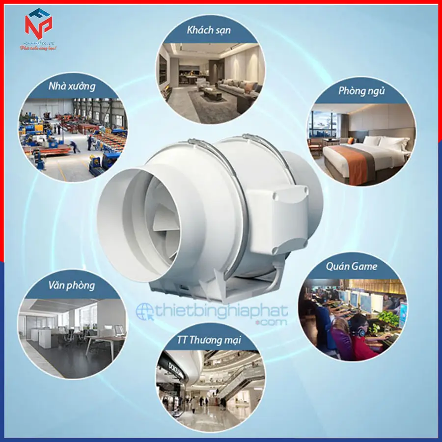 Quạt thông gió nối ống Omysu HF-100 11 Ứng dụng Quạt thông gió nối ống HF-series