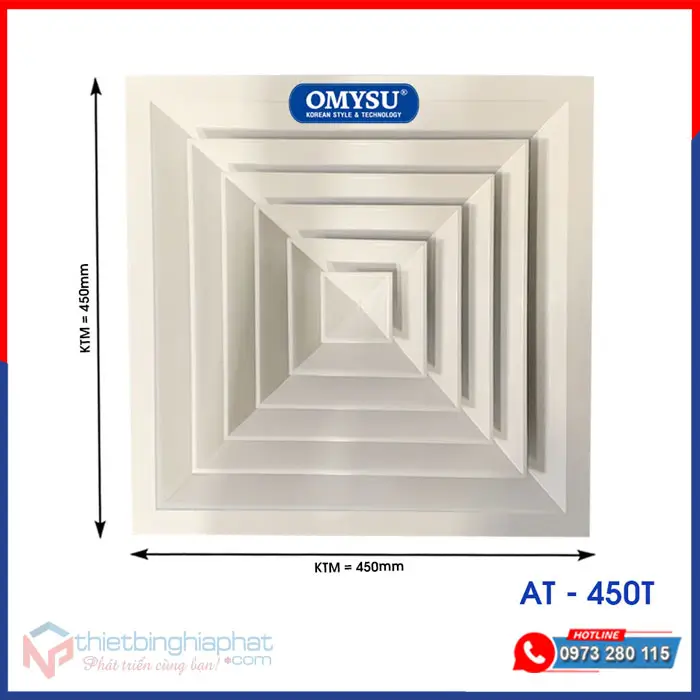 Quạt hút âm trần công nghiệp nối ống AT-450T 7 Quạt hút âm trần nối ống AT-450 450x450mm