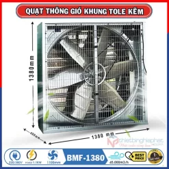 Quạt thông gió vuông tole kẽm 1380x1380 BMF-1380 14 Quạt thông gió vuông tole kẽm 1380x1380 BMF-1380 lưu lượng gió 45.000 m3/h