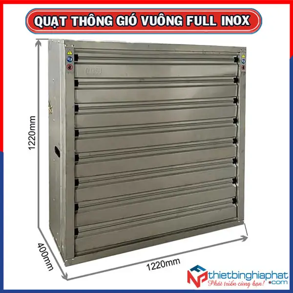 Quạt thông gió vuông INOX toàn phần 304 BMF-1220 1220x1220mm 9 Quạt thông gió vuông INOX 304 toàn phần BMF-1220