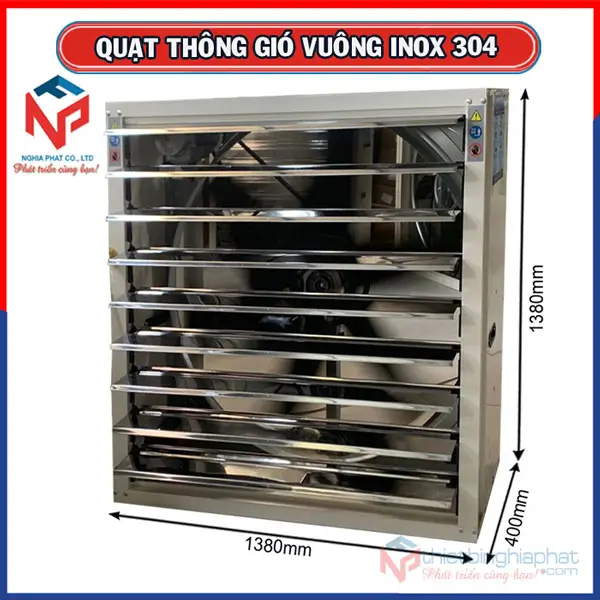 Quạt thông gió vuông INOX toàn phần 304 BMF-1380 1380x1380mm 9 Quạt thông gió vuông INOX toàn phần 304 BMF-1380 1380x1380x400mm