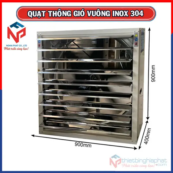 Quạt thông gió vuông INOX 304 toàn phần BMF-900 900x900mm 10 Quạt thông gió vuông INOX 304 900x900x400mm