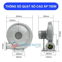 Thông số kỹ thuật Quạt thổi con sò cao áp 750W