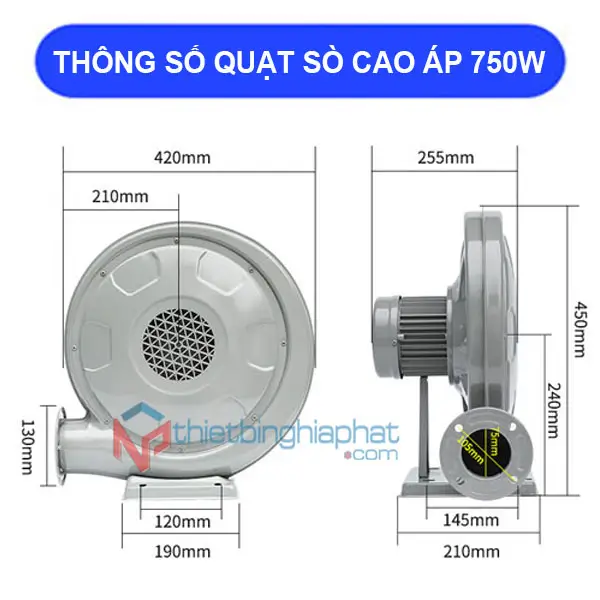 Quạt thổi con sò cao áp 750W 7 Thông số kỹ thuật Quạt thổi con sò cao áp 750W