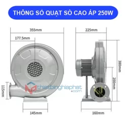 Thông số kỹ thuật Quạt thổi con sò cao áp 250W