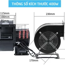 Quạt hút ly tâm mini 60W 14 Thông số kích thước Quạt hút li tâm mini 400W