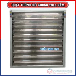 Quạt thông gió vuông tole kẽm 1000x1000x400mm BMF-1000 chớp INOX
