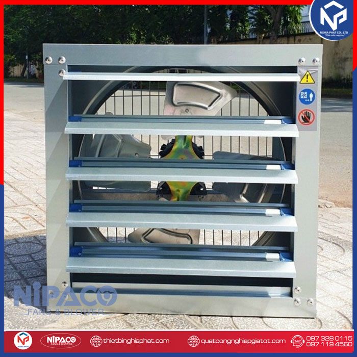 Quạt hút công nghiệp vuông 600x600mm 12 Quạt hút công nghiệp vuông 600x600 cửa chớp tự động
