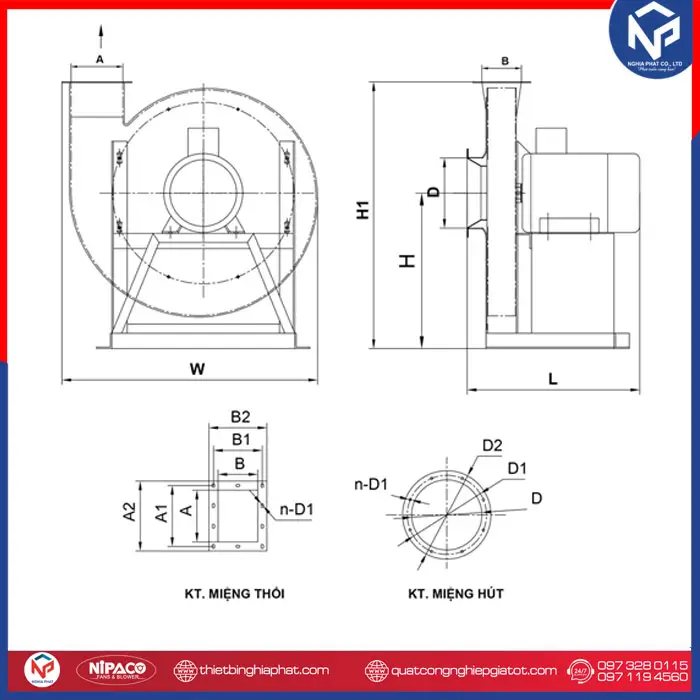 Quạt ly tâm cao áp gián tiếp 7.5HP - 5.5KW 8 Bản vẽ lắp đặt quạt ly tâm cao áp gián tiếp