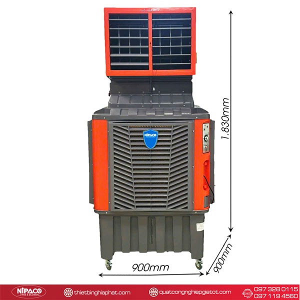 Máy làm mát công nghiệp di động Nipaco 750W 110L 14 Kích thước Máy làm mát công nghiệp di động Nipaco 1.1KW 130L
