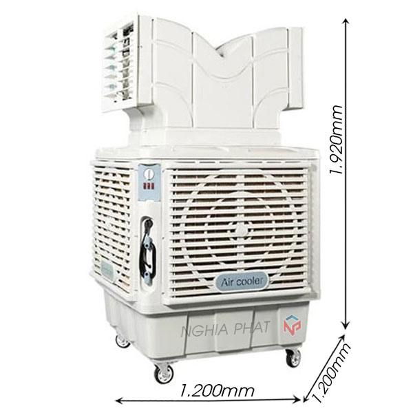 Máy làm mát công nghiệp di động 23000 (2 đầu thổi) 8 Máy làm mát công nghiệp di động 18000 (2 đầu thổi) KT 1920x1200x1200mm