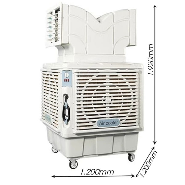 Máy làm mát công nghiệp di động 23000 (2 đầu thổi) 7 Kích thước Máy làm mát công nghiệp di động 23000 (2 đầu thổi) 1900x1200x1200mm