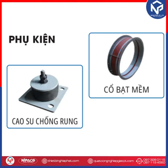 Quạt ly tâm cao áp gián tiếp 7.5HP - 5.5KW 11 Phụ kiện chống rung và cổ bạt mềm