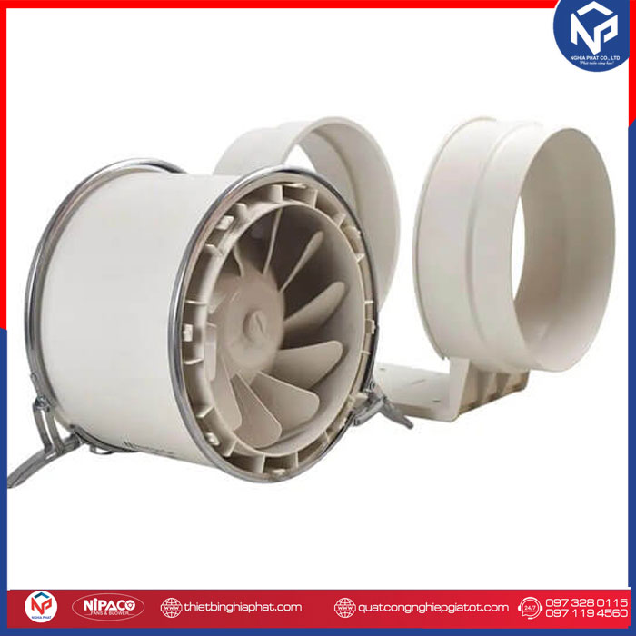 Quạt thông gió nối ống Nipaco HF-150 D150 14 Cấu tạo Quạt thông gió nối ống