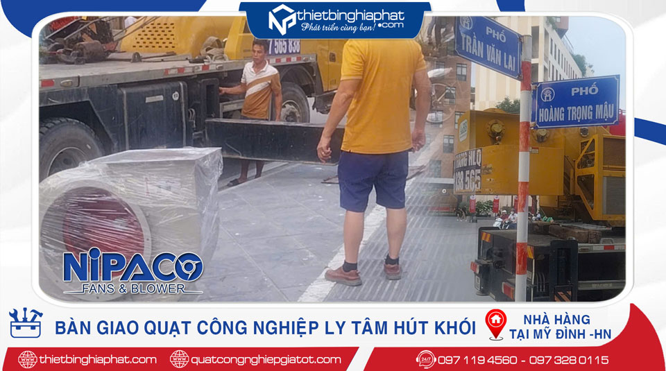 Bàn giao Quạt ly tâm hút khói 4KW và 2.2KW cho Nhà Hàng