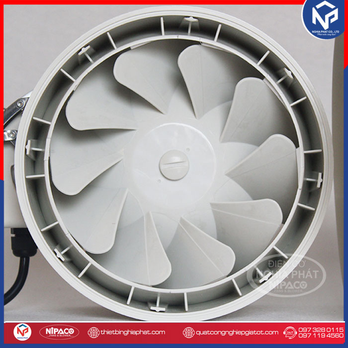 Quạt thông gió nối ống Nipaco HF-150 D150 15 Quạt thông gió nối ống Nipaco thiết kế cánh quạt Tua pin