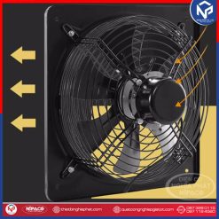 Quạt thông gió vuông Nipaco FD-350 400x400 2 mặt lưới 11 Quạt hút vuông 400x400mm