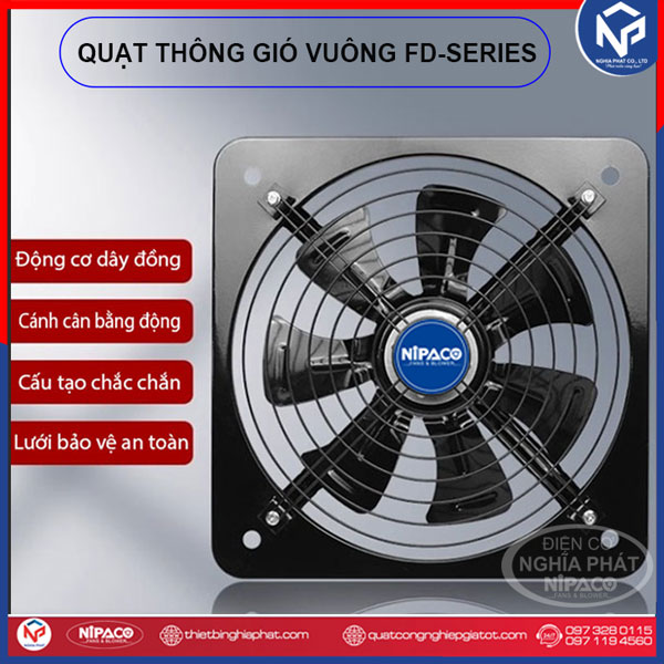 Quạt thông gió vuông Nipaco FD-350 400x400 2 mặt lưới 7 Quạt thông gió vuông Nipaco FD chất lượng cao